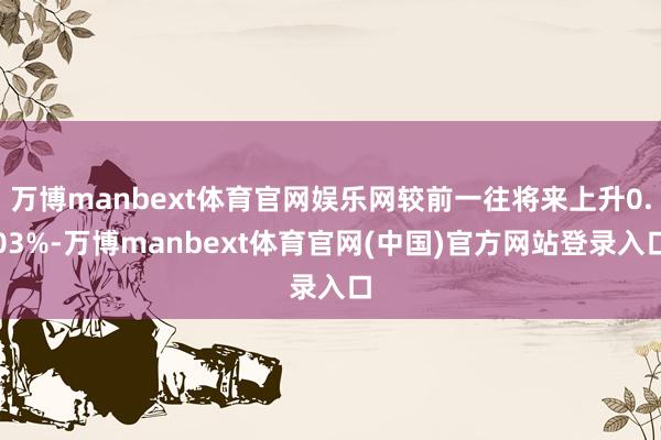万博manbext体育官网娱乐网较前一往将来上升0.03%-万博manbext体育官网(中国)官方网站登录入口